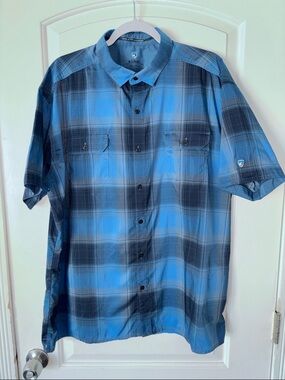 Kuhl Response plaid short sleeve button front down shirt XXL